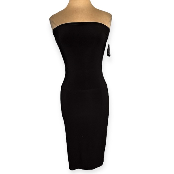 Norma Kamali CBK Black Strapless Fitted Sheath Dress Stretch Jersey Size Medium - Picture 4 of 11